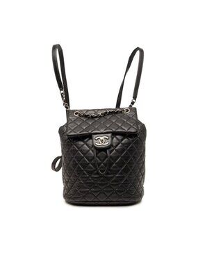 Chanel Quilted CC Logo Backpack Black Lambskin